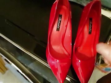 Red high heel my gf cum